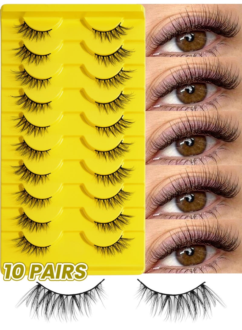 MAGEFY Half Lashes with Clear Band Corner Lashes 12MM Natural Look 3D False Eyelashes Wispy Soft Cat Eye Fluffy Curl Accent Lashes Sets（10 Pairs） - Image 1